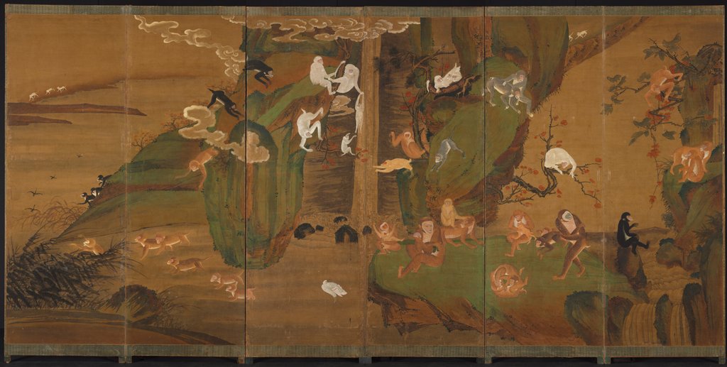 Detail of Gibbons in a Landscape, late 1800s or early 1900s by Unknown
