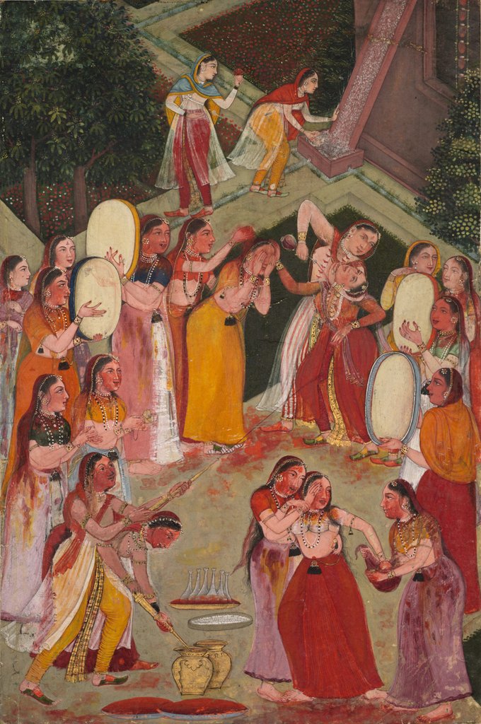 Detail of Girls Spraying Each Other at Holi, c. 1640-1650 by Unknown