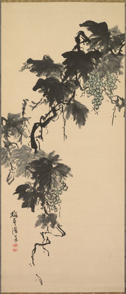 Detail of Grapes, 1800s by Baikan Sugai