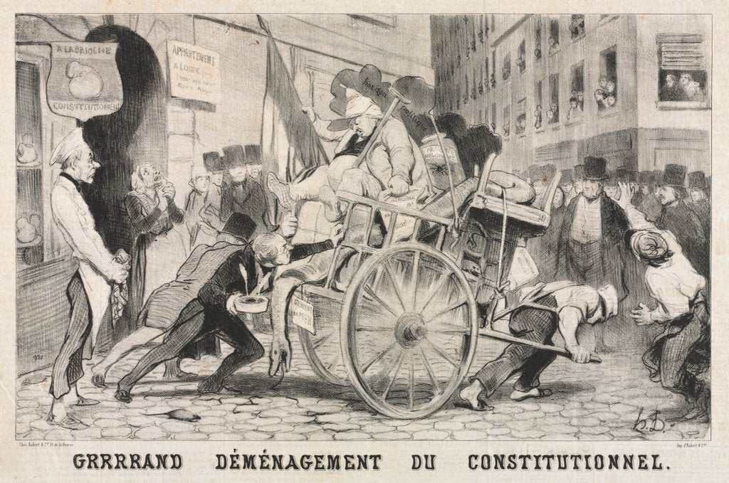 Detail of Great Removal of the Constitutional Establishment, 1846 by Honoré Daumier; Aubert
