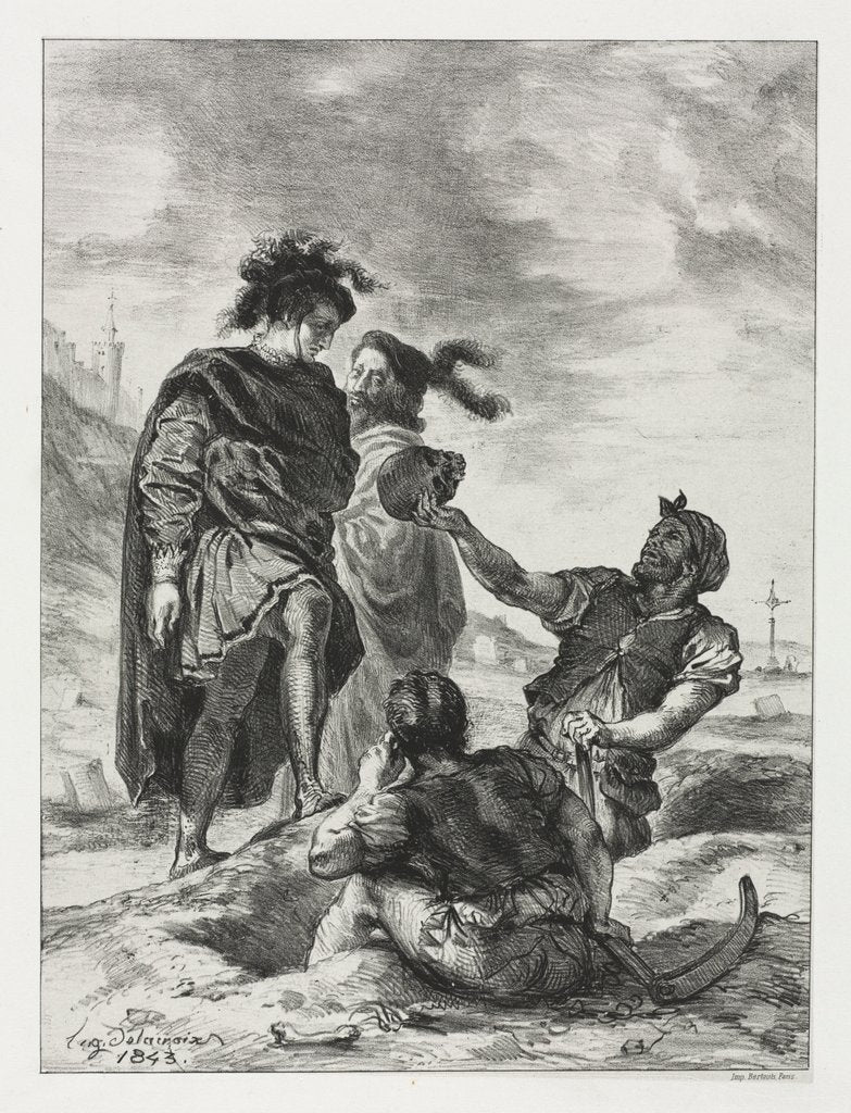 Detail of Hamlet: Hamlet and Horatio with the Grave Diggers, 1843 by Eugène Delacroix
