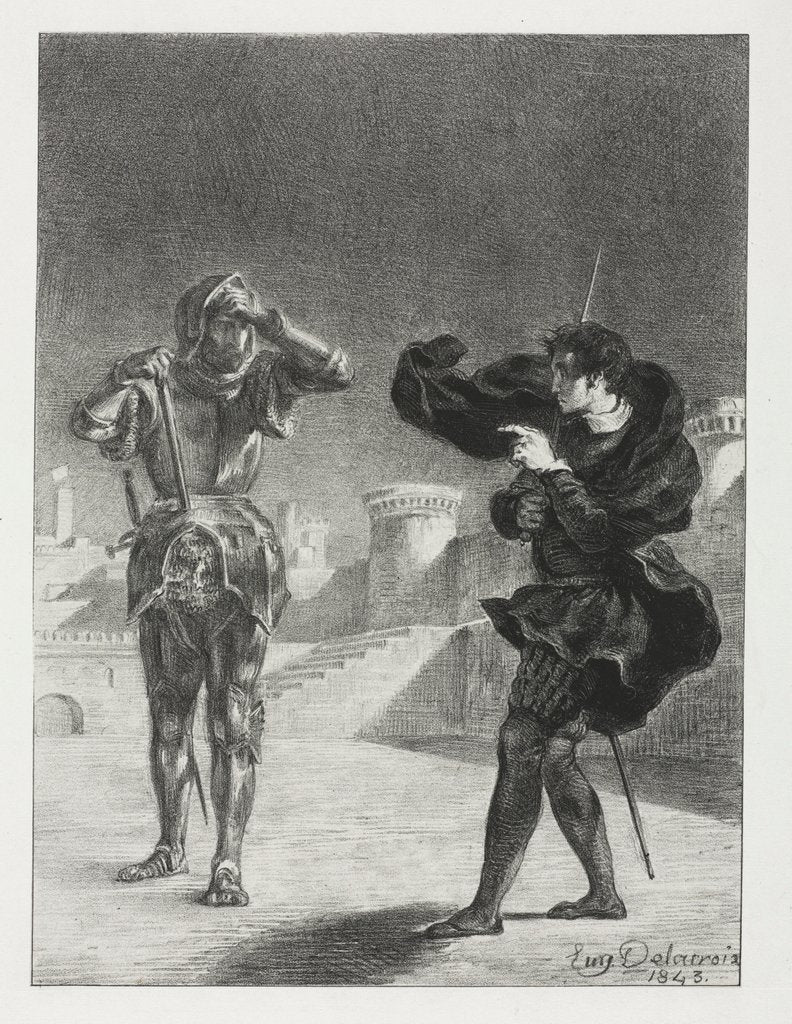 Detail of Hamlet: The Phantom on the Terrace, 1843 by Eugène Delacroix