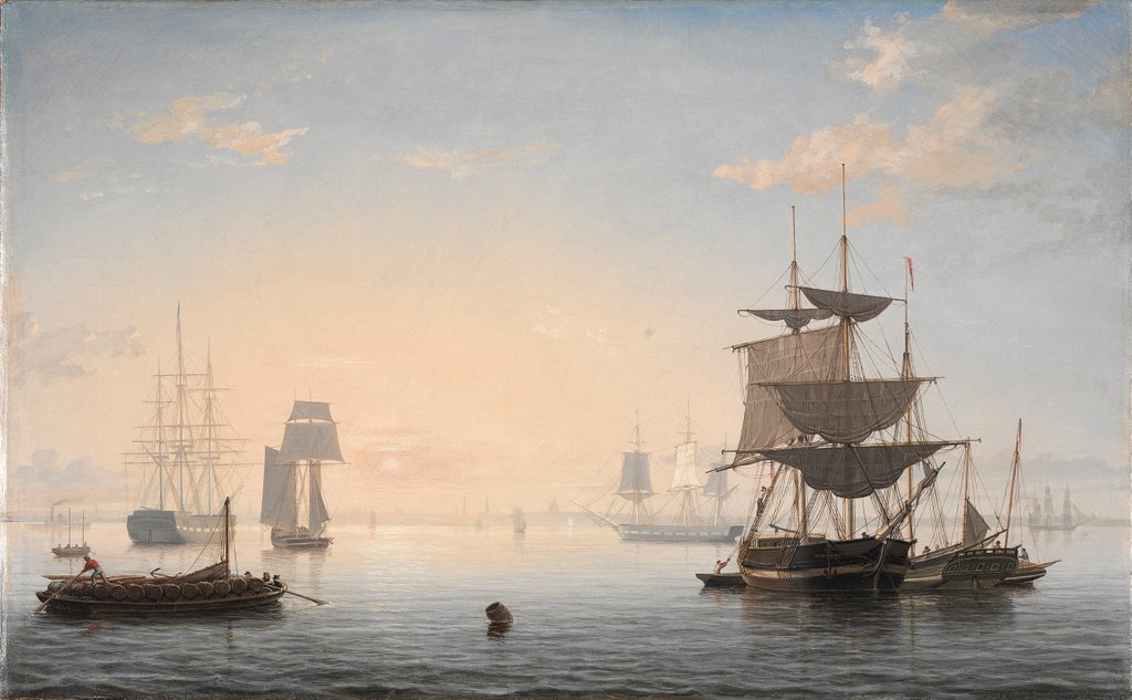 Detail of Harbor of Boston, with the City in the Distance, c. 1846-1847 by Fitz Henry Lane