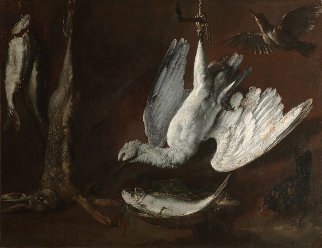 Detail of Hare, Spoonbill, and Fish, mid-1600s by Unknown