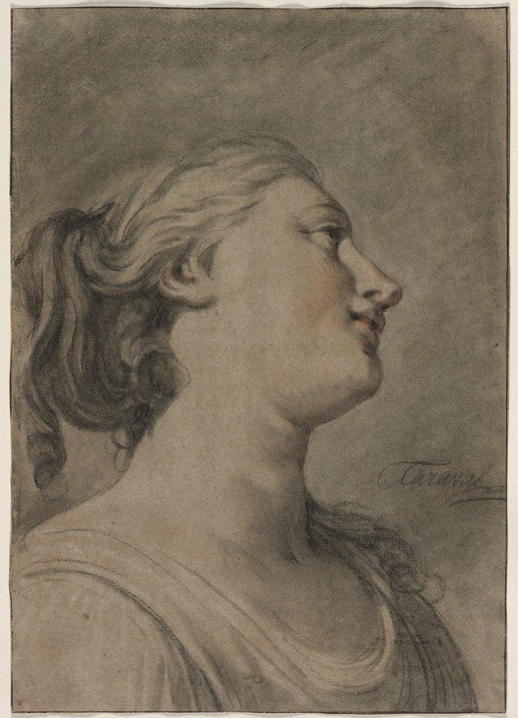 Detail of Head of a Female Figure in Profile, Turned to the Right, c. 1763-1770? by Hughes Taraval