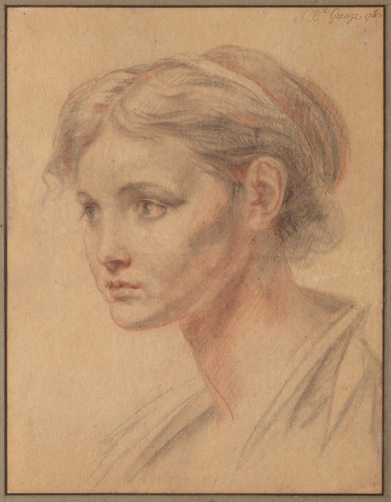 Detail of Head of a Girl, 1763 by Jean-Baptiste Greuze