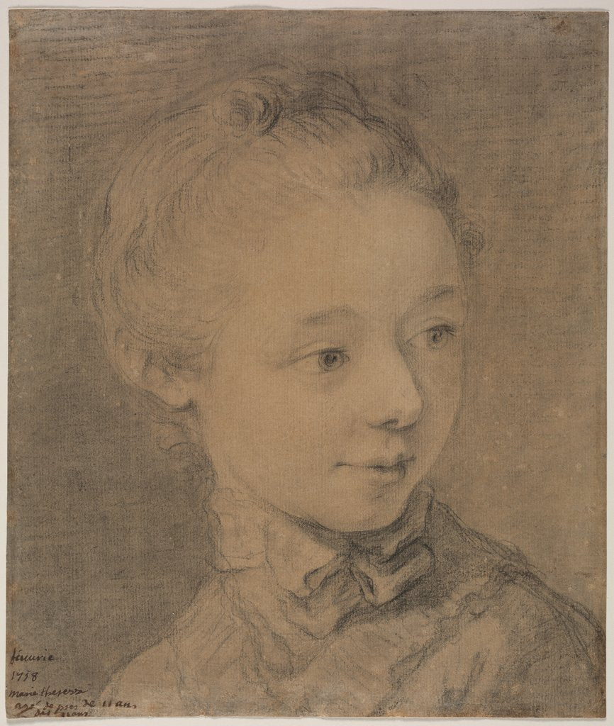 Detail of Head of a Young Girl Turning toward the Right, 1758? by François Hubert Drouais (attributed to)