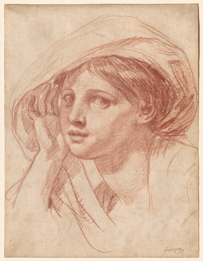 Detail of Head of a Young Woman, c. 1785 by Jean-Baptiste Greuze