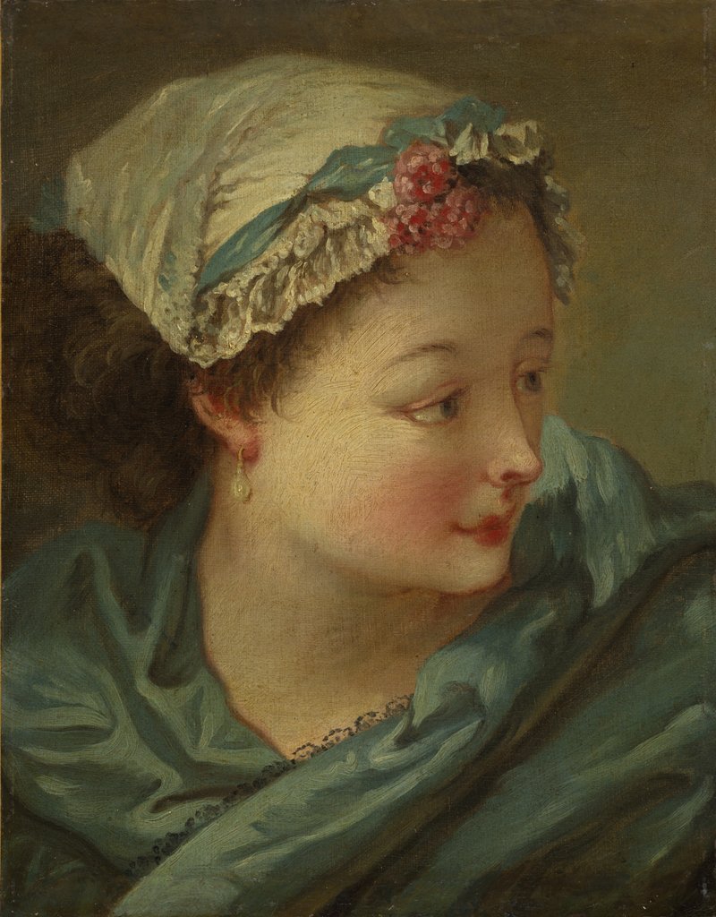 Detail of Head of a Young Woman, early 1730s by François Boucher