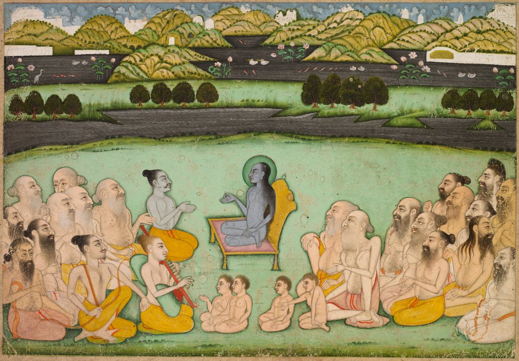 Detail of Hindu God Krishna Talking to Elders, c. 1800 by Unknown