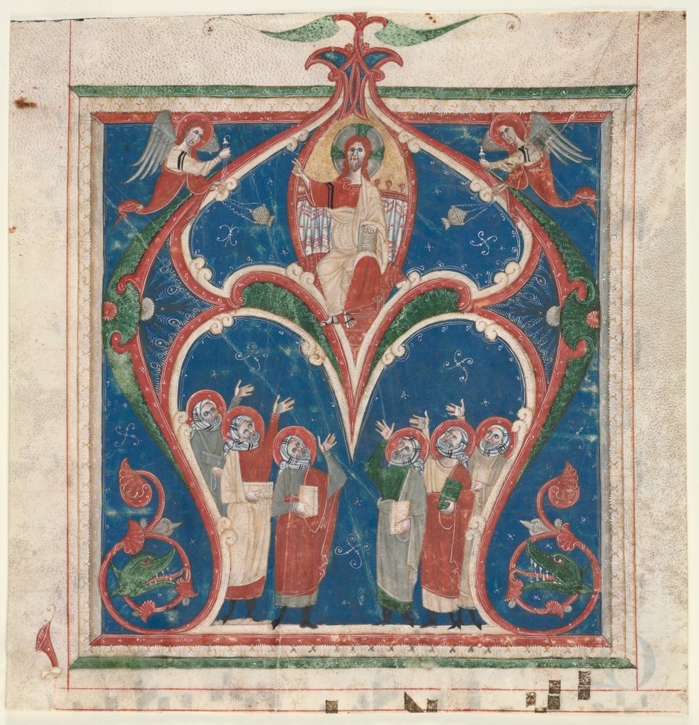Detail of Historiated Initial Excised from an Antiphonary: Christ in Majesty with Prophets, c. 1280-1300 by Unknown