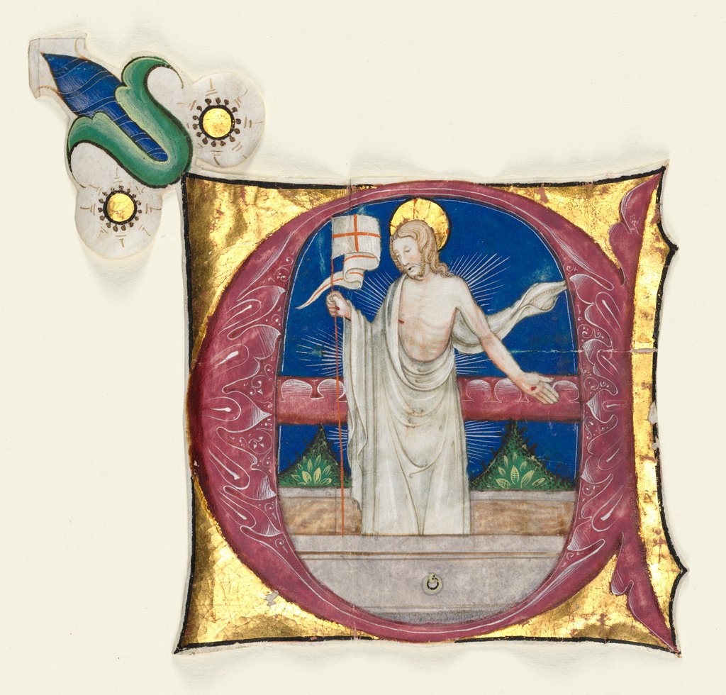 Detail of Historiated Initial Excised from an Antiphonary: Risen Christ in the Tomb, c. 1420-1450 by Unknown