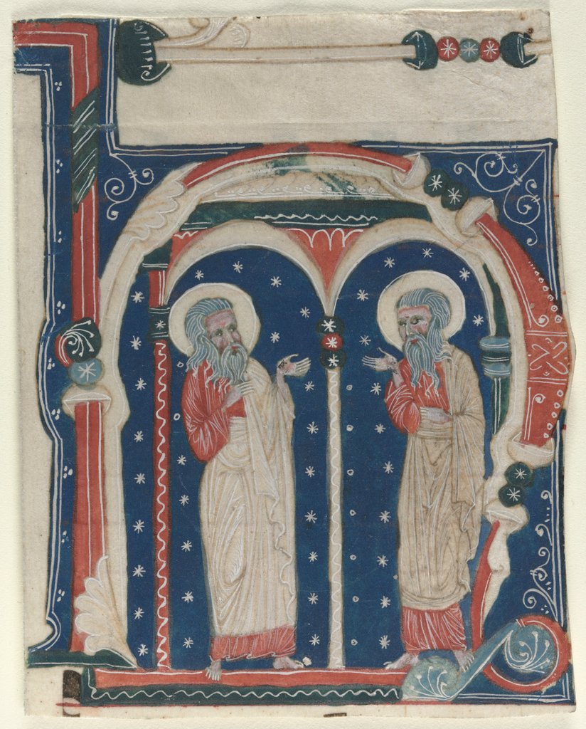 Detail of Historiated Initial Excised from an Antiphonary: SS. Paul the Hermit and Anthony, c1200-1230 by Unknown