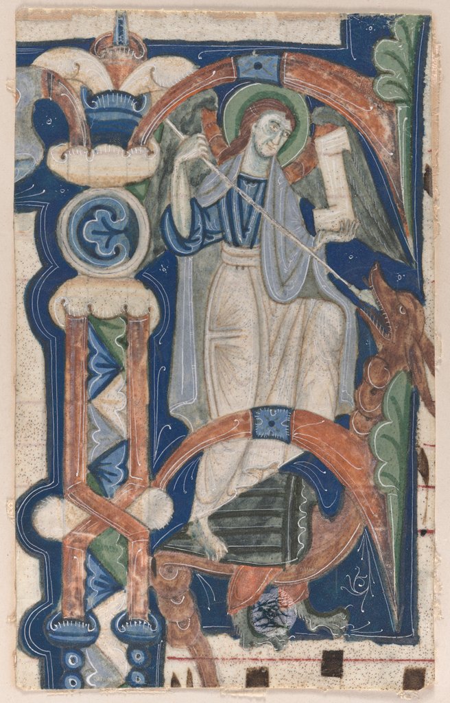 Detail of Historiated Initial Excised from a Choral Book: St. Michael and the Dragon, early 1200s by Unknown