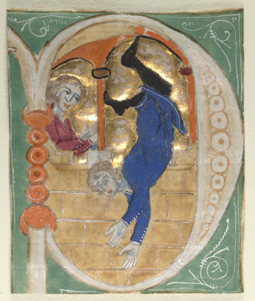 Detail of Historiated Initial Excised from a Bible, 1200s by Unknown