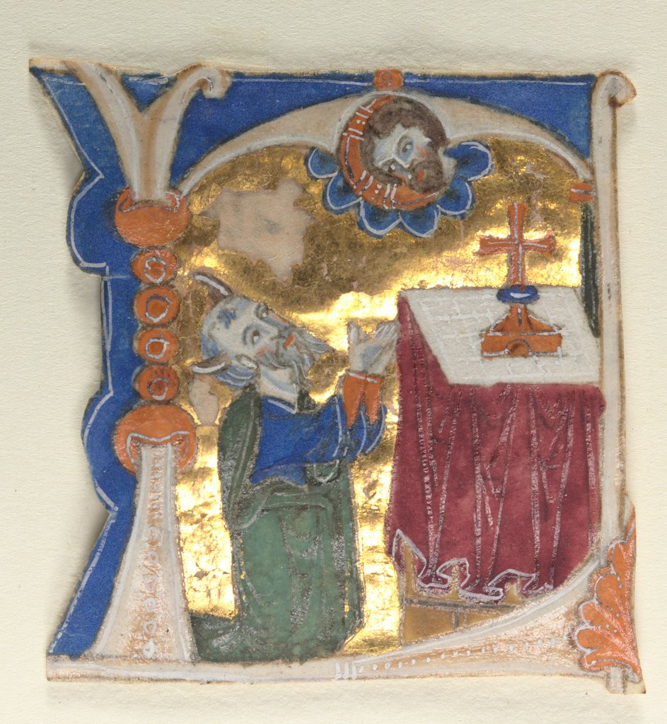 Detail of Historiated Initial Excised from a Bible, 1200s by Unknown
