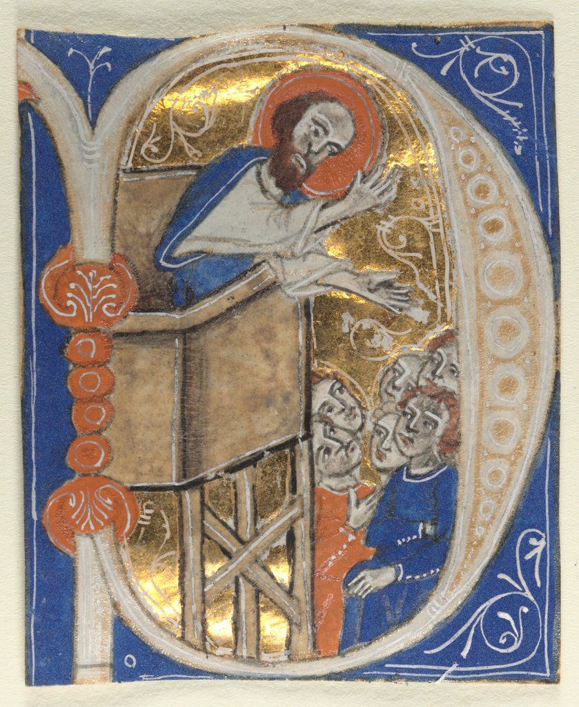 Detail of Historiated Initial Excised from a Bible: St. Paul Preaching, 1200s by Unknown