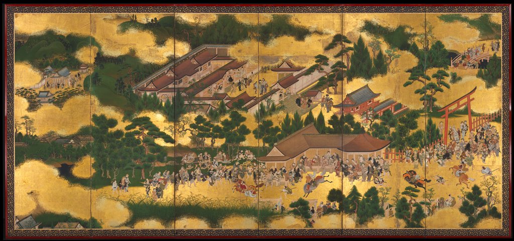 Detail of Horse Race at the Kamo Shrine, 1615-50 by Tosa School