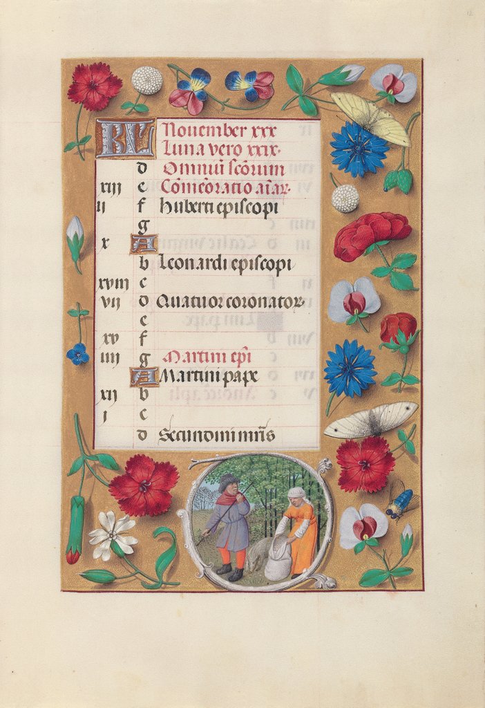 Detail of Hours of Queen Isabella the Catholic, Queen of Spain: Fol. 12r, November, c. 1500 by Master of the First Prayerbook of Maximillian