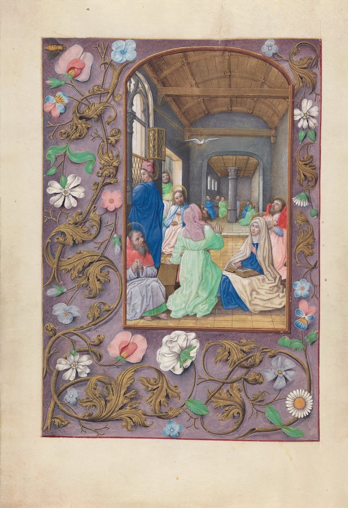 Detail of Hours of Queen Isabella the Catholic, Queen of Spain: Fol. 31v, Pentecost, c. 1500 by Master of the First Prayerbook of Maximillian