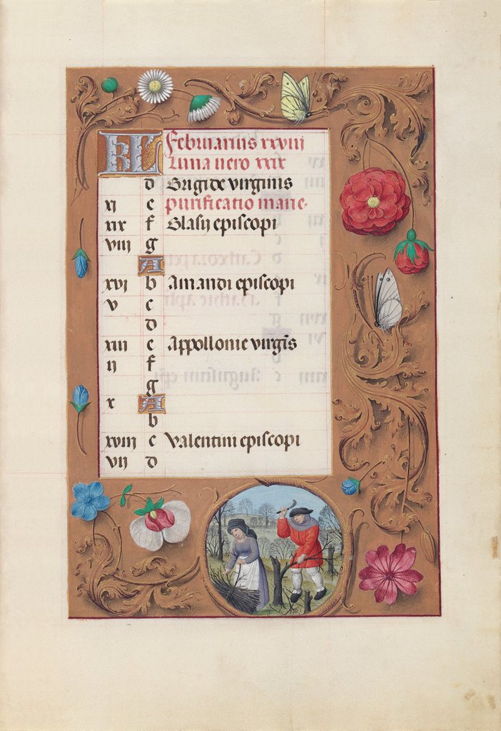 Detail of Hours of Queen Isabella the Catholic, Queen of Spain: Fol. 3r, February, c. 1500 by Master of the First Prayerbook of Maximillian