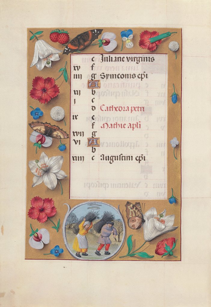 Detail of Hours of Queen Isabella the Catholic, Queen of Spain: Fol. 3v, February, c. 1500 by Master of the First Prayerbook of Maximillian