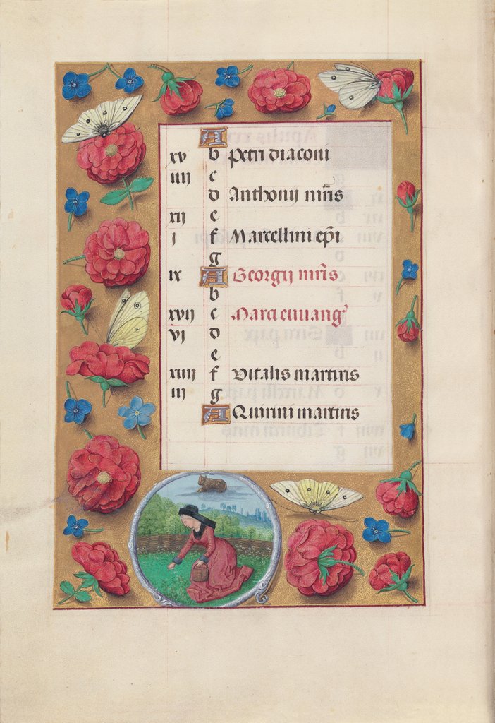 Detail of Hours of Queen Isabella the Catholic, Queen of Spain: Fol. 5v, April, c. 1500 by Master of the First Prayerbook of Maximillian