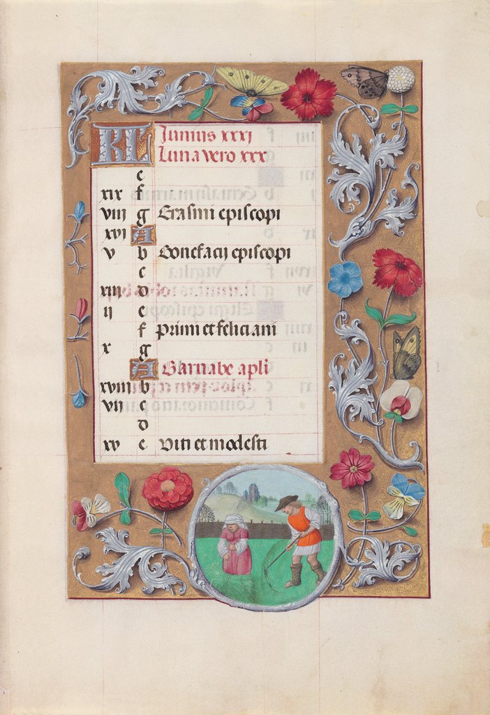 Detail of Hours of Queen Isabella the Catholic, Queen of Spain: Fol. 7r, June, c. 1500 by Master of the First Prayerbook of Maximillian