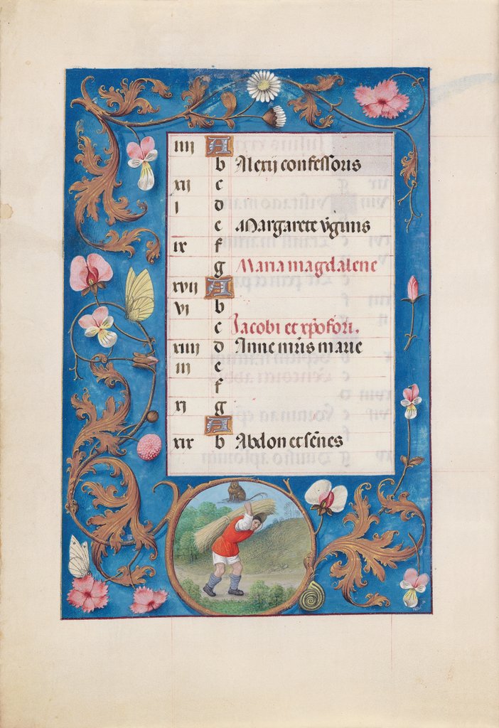 Detail of Hours of Queen Isabella the Catholic, Queen of Spain: Fol. 8v, July, c. 1500 by Master of the First Prayerbook of Maximillian