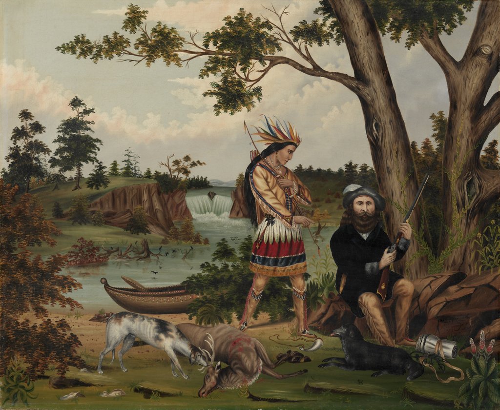 Detail of Hunter and Indian Guide, 1869 by C. L. Woodhouse