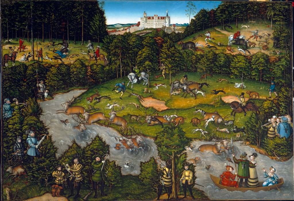 Detail of Hunting near Hartenfels Castle, 1540 by Lucas Cranach