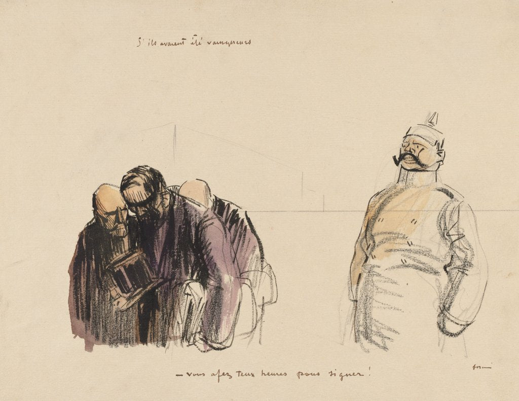 Detail of If they had been victorious - 'You Have Two Hours in which to Sign', c. 1919 by Jean Louis Forain