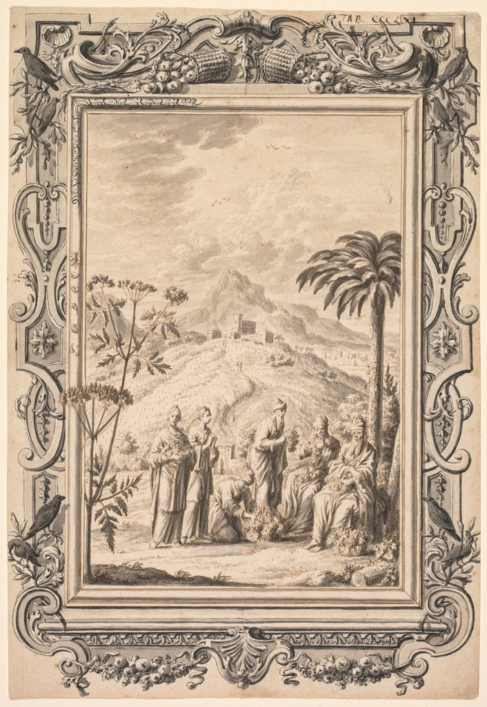 Detail of Illustration and Border Design for Kupfer-Bibel, c. 1730 by Johan Melchior Füssli; Johann Daniel Preissler; Johann Jacob Scheuchzer