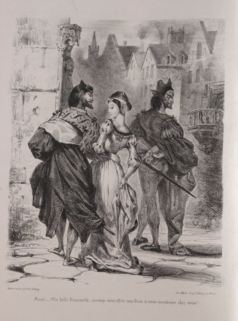 Detail of Illustrations for Faust: Faust seeks to allure Marguerite, 1828 by Eugène Delacroi
