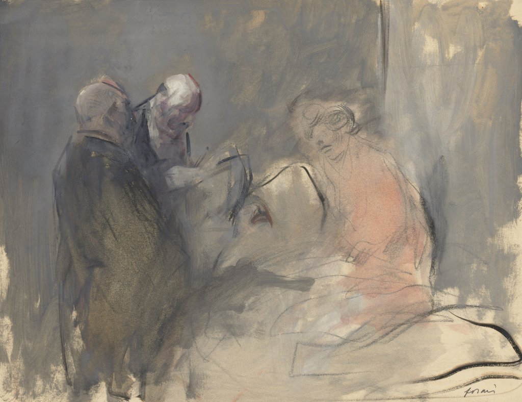 Detail of In the Hospital Sketch for In the Hospital, fourth quarter 1800s or first third 1900 by Jean Louis Forain