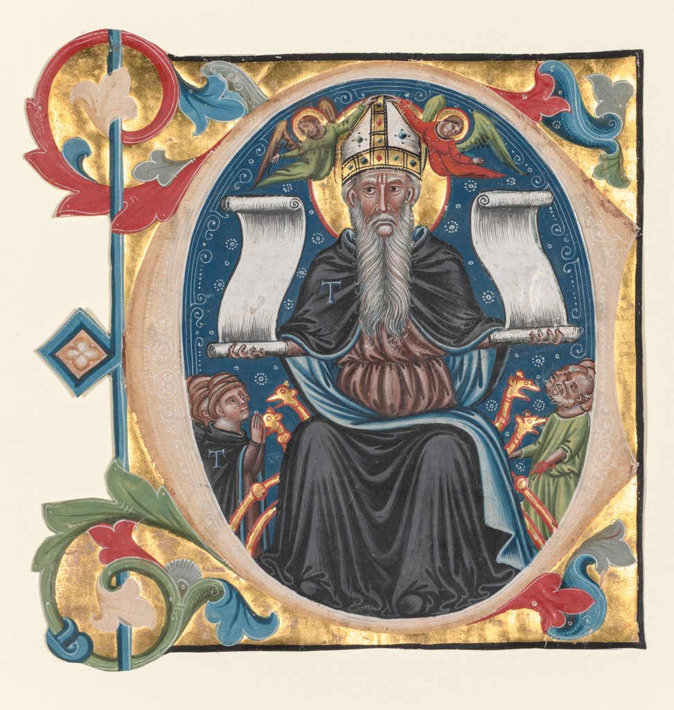 Detail of Initial C Excised from a Choral Book: St. Anthony with Antonite Friars, c. 1400-1440 by Unknown