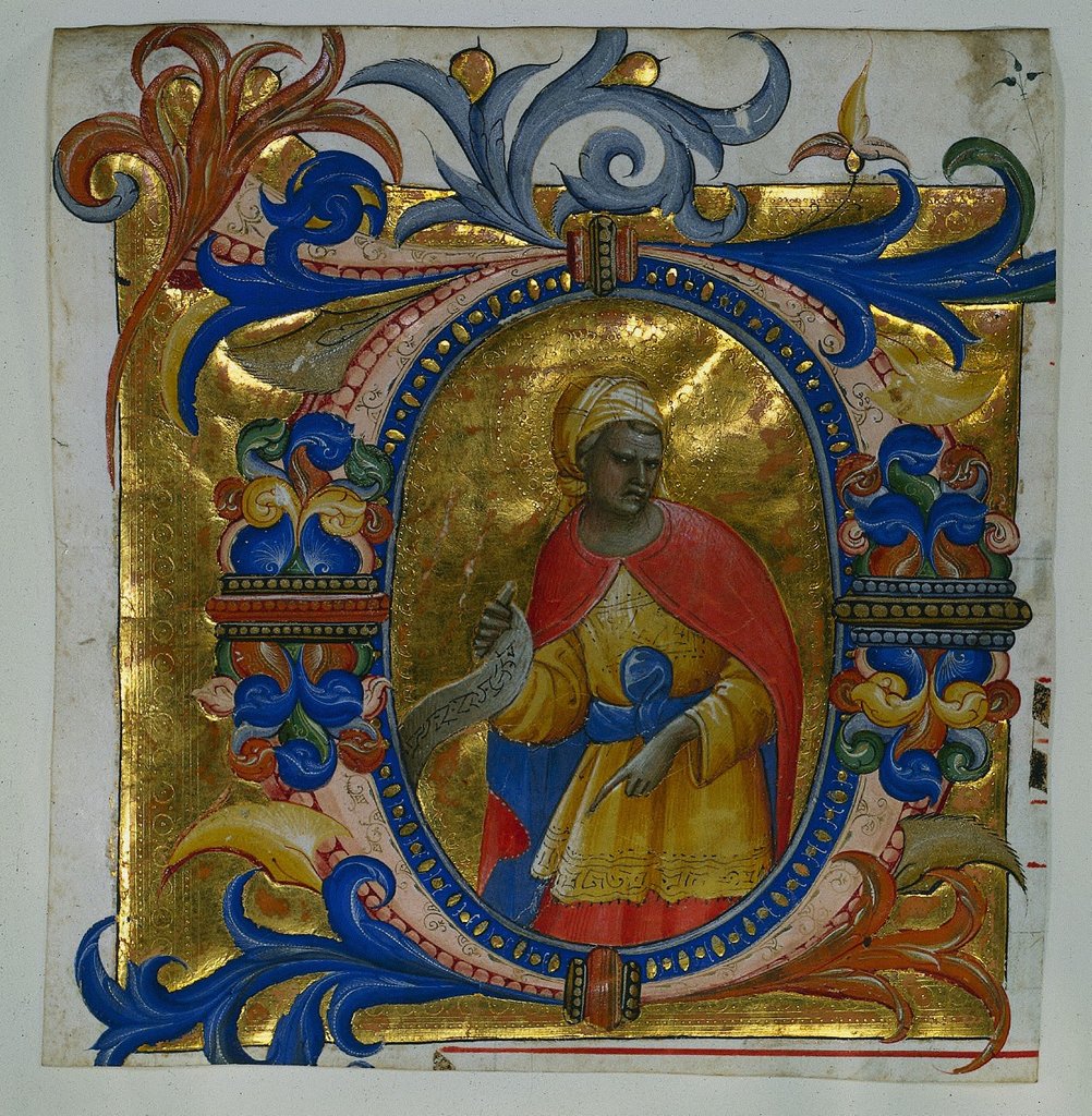 Detail of Initial D[eus in loco] with a Prophet Excised from a Gradual, 1409-10 by Lorenzo Monaco