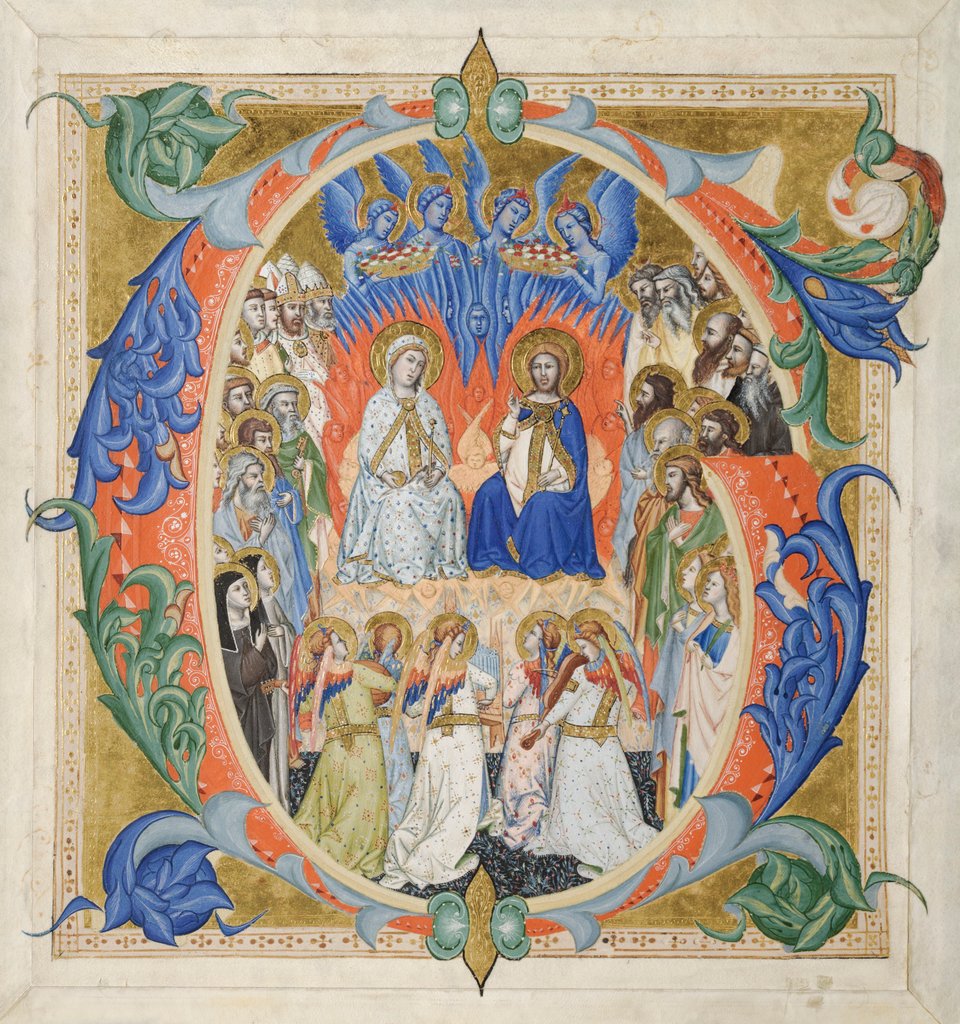 Detail of Initial G[audeamus omnes] from a Gradual: The Court of Heaven, 1371-77 by Don Silvestro dei Gherarducci