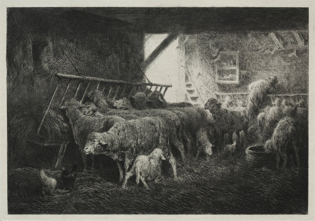 Interior of Sheep Enclosure by Charles-Émile Jacque