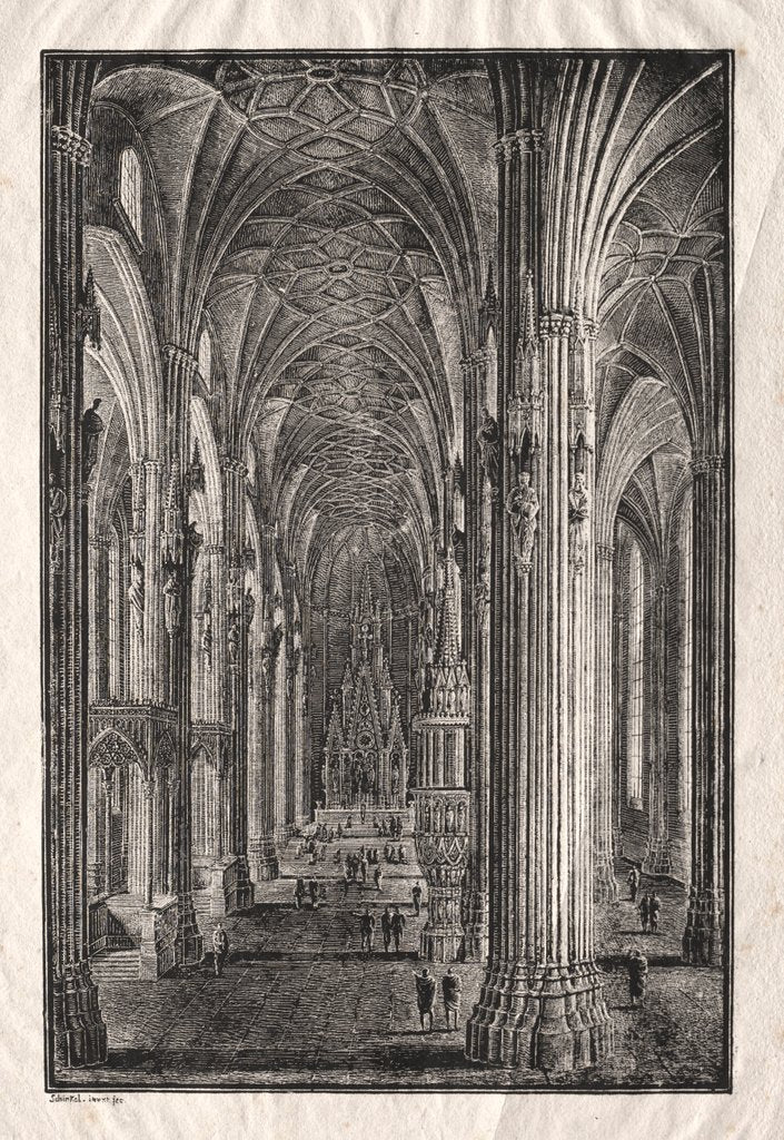 Detail of Interior of St. Stephen's Cathedral in Vienna, c. 1810 by Karl Friedrich Schinkel