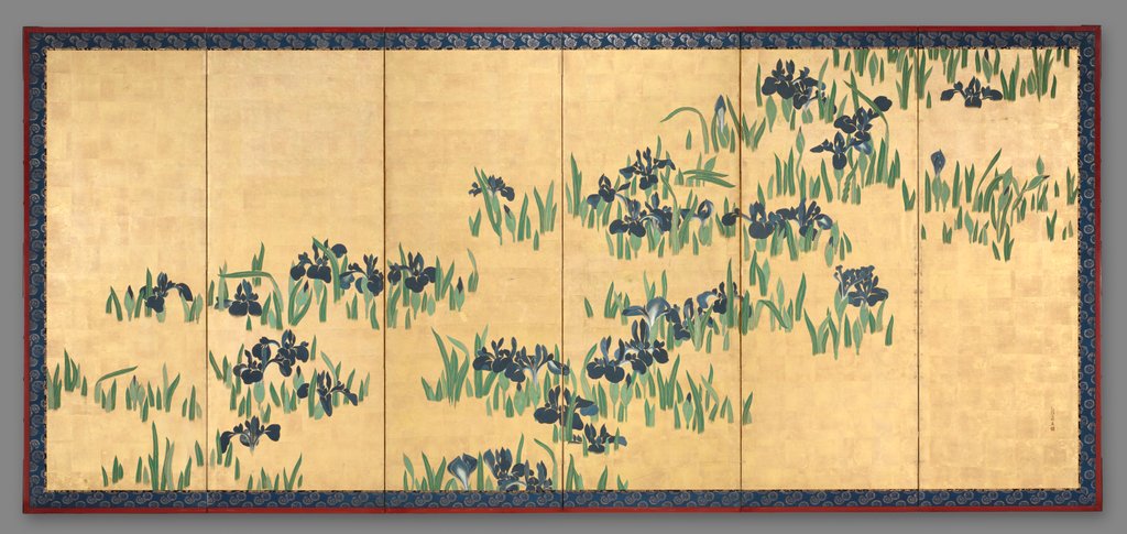 Detail of Irises, 1700s by Watanabe Shik?