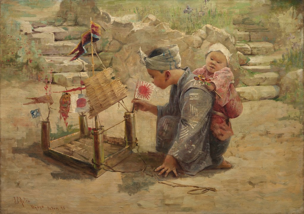 Detail of Japanese Boy Building a Man-of-War, 1895 by J. C. Arter