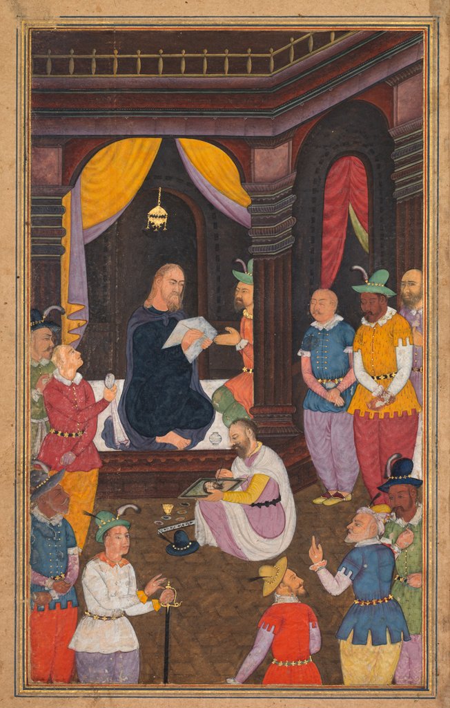 Detail of Jesus being portrayed by King Abgar?s painter, from a Mir?at al-quds…, 1602-1604 by Unknown
