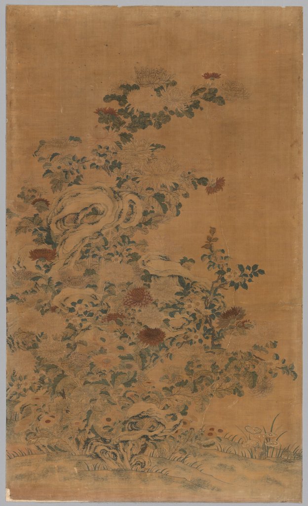 Detail of Ko Ssu Panel: Rocks and Chrysanthemums, 1700s - 1800s by Unknown