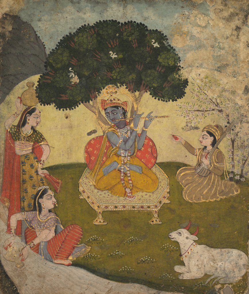Detail of Krishna and Gopis, mid 1800s by Unknown