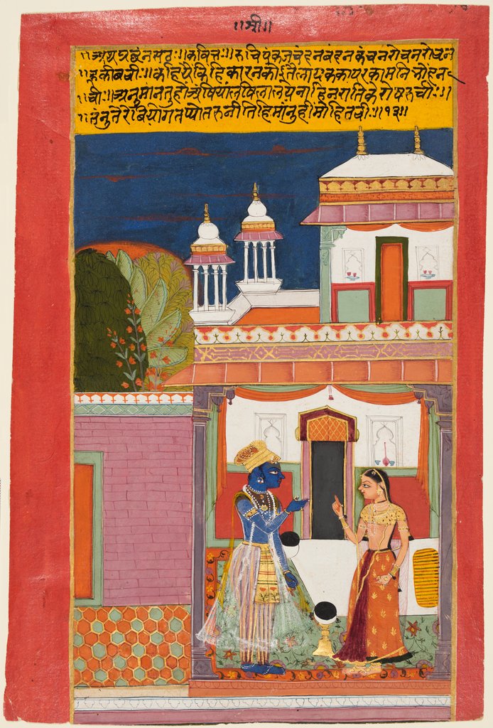 Detail of Krishna and Radha Quarreling, from a Rasikapriya, c. 1680 by Unknown