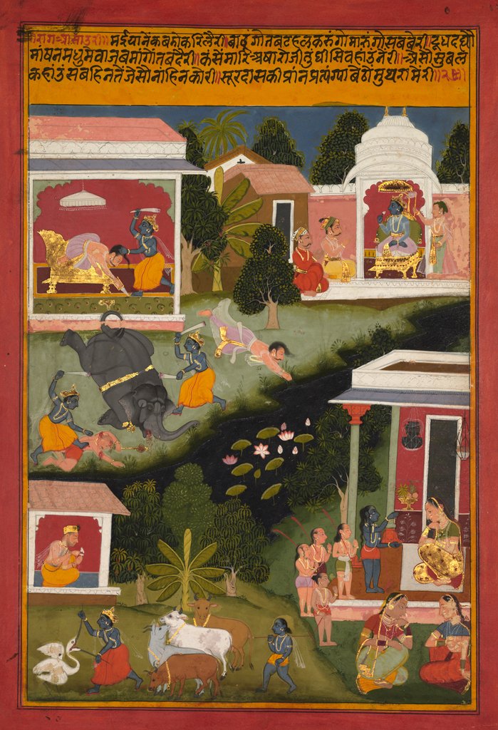 Detail of Krishna as the Destroyer of Demons, page from Surdas's Sursagar, c. 1700 by Unknown
