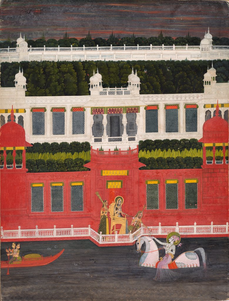 Detail of Krishna Receives a Flower Garland, c. 1750-1760 by Sitaram