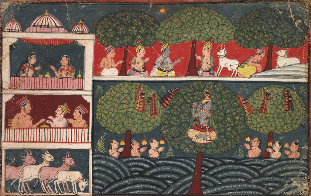 Detail of Krishna Stealing Gopis Clothes, Page from the Bhagavata Purana, c. 1650 by Unknown