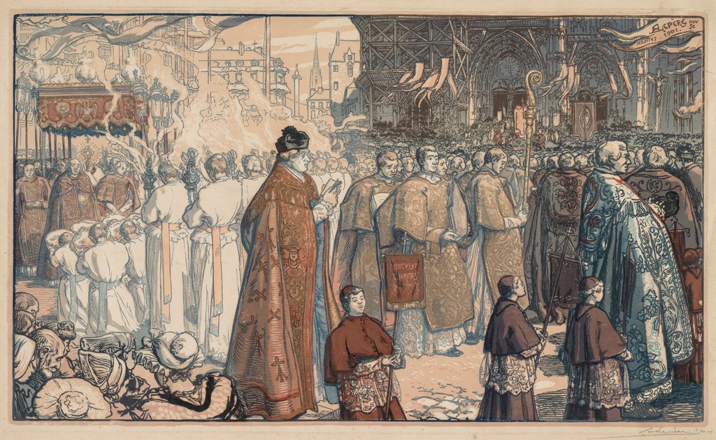 Detail of La Procession de la Fête-Dieu à Nantes, 1901 by Auguste Louis Lepère